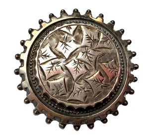 Antique Victorian Sterling Silver Ivy Brooch by Bent & Laube, Birmingham c.1885