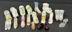 Vintage Shoe Figurine Collection - Porcelain & Glass (Lot of 17)