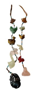 Chinese Carved Charms - Vintage Hand-Knotted Pair (Lot of 2)