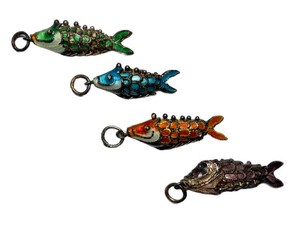 Fish Pendants - Vintage Chinese Articulated Enamel (Lot of 4)