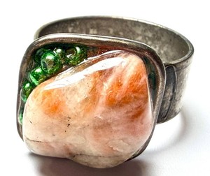 Vintage Ring - Size 9 Peach Cabochon-Style Statement Ring
