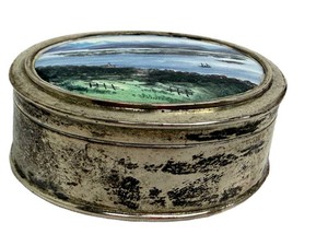Antique Marius Hammer Norwegian 830 Silver Enamel Trinket Box