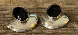 Sterling Onyx Earrings - Vintage Matching Pair