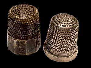 Antique Sterling Silver Thimbles - G&S & Size 9 (Lot of 2)