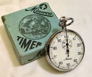 Vintage Stopwatch - Minerva Mechanical Swiss Patent With Box