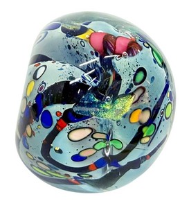 Art Glass Paperweight - Handblown Multicolor Studio Glass