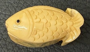 Fish-Shaped Pill Box - Vintage Carved Bone Trinket Dish