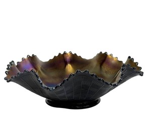 Vintage Carnival Glass Bowl - Northwood Amethyst Basket Weave