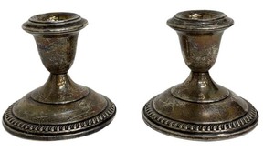 Pair Vintage Empire Weighted Sterling Silver Candlesticks