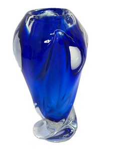 Art Glass Vase - Cobalt Blue Sculptural Studio Glass