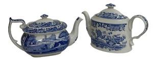 Blue and White Teapots - Spode Italian & Blue Room (Lot of 2)