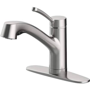 New - Glacier Bay McKenna Single Handle Pull Out Sprayer Kitchen Faucet in Stainless Steel with Turbo Spray and FastMount