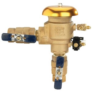 Febco 1 in. Bronze Pressure Vacuum Breaker Backflow Preventer with Quarter Turn Shutoff and Tee Handles, Freeze Sensor