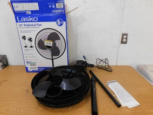 Lasko 16 in. 3-Speed Oscillating Pedestal Fan for Home in Black with Adjustable Height, Tilt Back Head and Easy Assembly