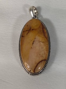 925 Sterling Silver & Jasper Oval Pendant