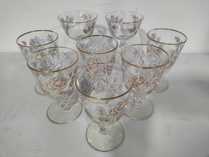 Libbey Glass Rose Bouquet Goblets & Champagne Glasses