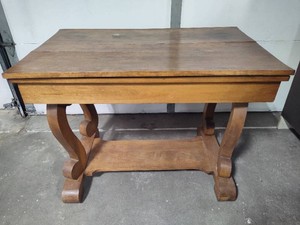 Solid Wood Scroll Leg Library Table