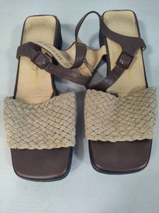 Salvatore Ferragamo Brown Leather Woven Strappy Sandals (Size 8.5)
