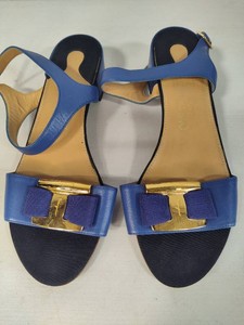 Salvatore Ferragamo Leather Blue Strappy Sandals (Size 8)