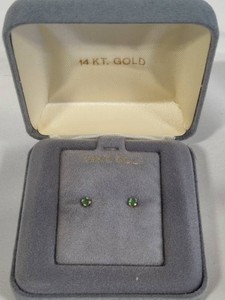 14K Gold Emerald Stud Earrings
