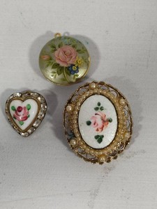 Vintage Guilloche Enameled BroochePendants