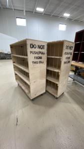WOODEN STOCK CARTS WITH WOBBLY WHEELS