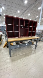 WORKBENCH WITH RED HUTCH
