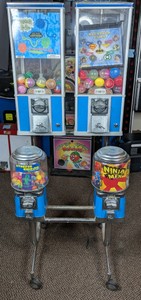 Beaver 4-Unit Commercial Capsule Toy Vending Machine on Rolling Stand