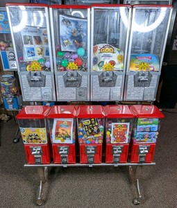  Commercial 9-Unit Capsule Toy Vending Machine Rack on Rolling Stand