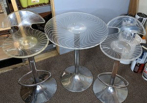 3-Piece Adjustable Acrylic & Chrome Bistro Table And Barstool Set