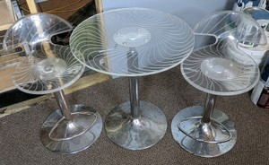 3-Piece Adjustable Acrylic & Chrome Bistro Table And Barstool Set
