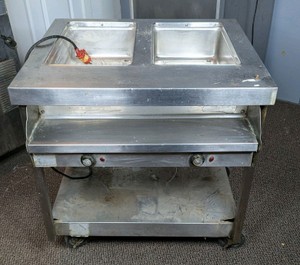 Commercial 2-Well Stainless Steel Electric Steam Table Food Warmer On Casters