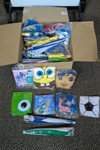 Bulk Box Of Inflatable Vinyl Novelty Toys & Mini Umbrellas