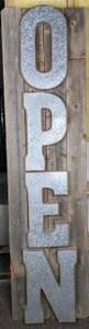 Large Rustic Galvanized Metal & Reclaimed Wood Vertical OPEN Sign 84H