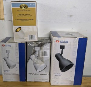 Lot Of 4 Accent Lights Lithonia H-Track Heads & Hampton Bay Uplight