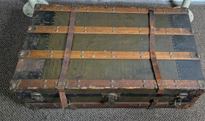 Antique Flat-Top Steamer Travel Trunk - Circa 1910