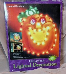 JMC Impact Happy Jack 17-Inch Lighted Halloween Pumpkin Window Decoration