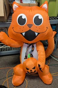 Inflatable Halloween Orange Tabby Cat With Jack-O-Lantern - 48 in.