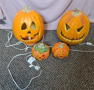Lighted Halloween Jack-O-Lantern Pumpkin Decor - Set of 4