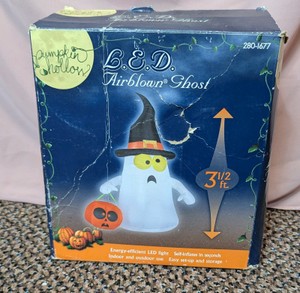 Pumpkin Hollow 3.5 Ft. L.E.D. Airblown Inflatable Ghost With Pumpkin Pail