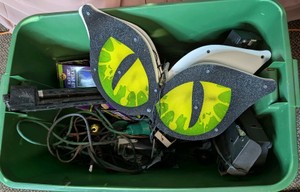 Storage Tote Lot of Assorted Halloween Yard Lights & Lighted Cat Eyes Decor