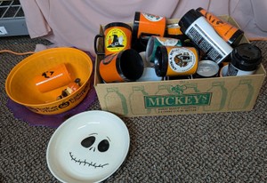 Vintage Anoka MN Halloween Mugs, Trick-or-Treat Bowl & Jack Skellington Dish