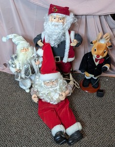Assorted Santa Claus & Rudolph The Reindeer Holiday Figures - Lot of 4