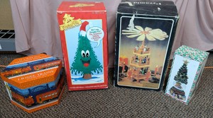 Vintage Douglas Fir Talking Tree, German-Style Pyramid & Lionel Tin Lot