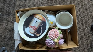 vintage dishware Rose bouquet cookie jar beer plate