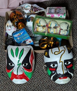 Decorative Mask Collection - Hand-Painted Theatrical & Porcelain Wall Masks Lot