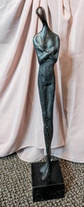 Alberto Giacometti Cast Bronze Elongated Sculpture on Marble Base