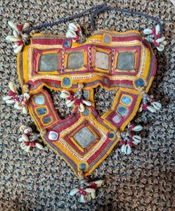Vintage Banjara  Kuchi Tribal Embroidered Shisha Bib Necklace