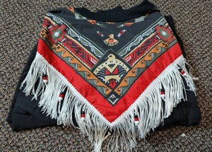 Vintage 1980s  1990s Southwestern Thunderbird Beaded Fringe Bandana Shirt