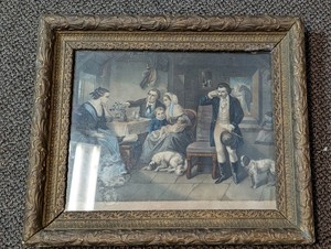 Antique Framed Lithograph Print - The Soldiers Return - Circa 1860-1890
